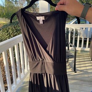 LOFT Black Sleeveless V-Neck Midi Dress